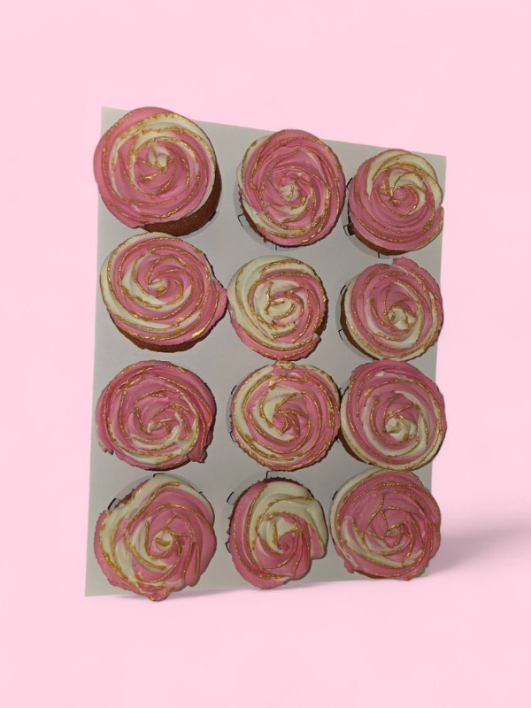 cupcakes rose et or
