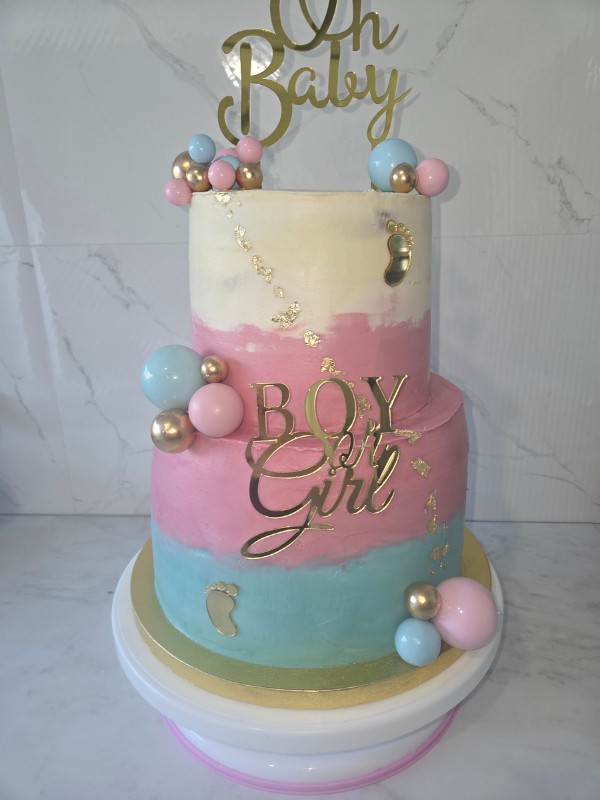 layercake etage gender reveal baby shower