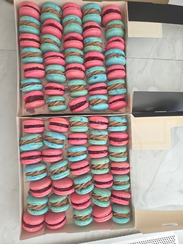 duo macarons rose et bleu